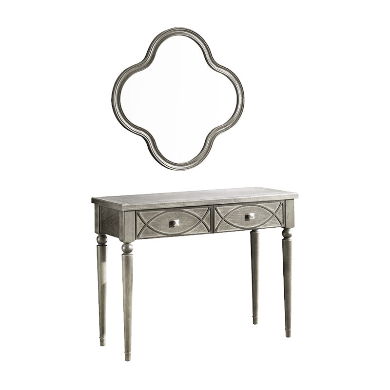 Oak Vanity Set with Stool Gray Vanity with Drawer and Mirror