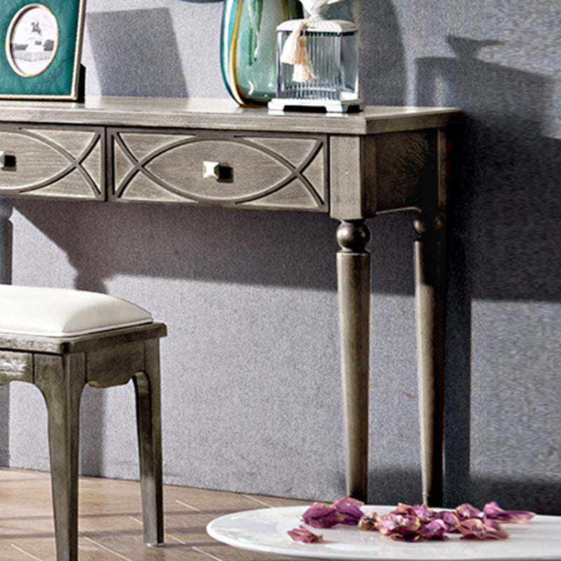 Oak Vanity Set with Stool Gray Vanity with Drawer and Mirror