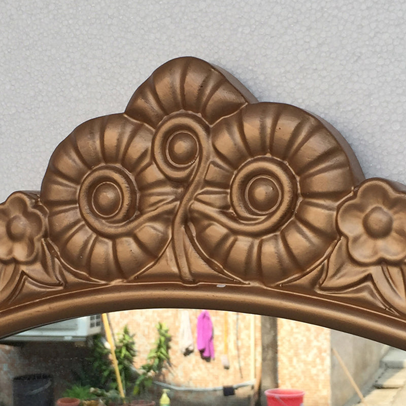 Oak Vanity Set with Stool 64.17" High Vanity with Drawer and Mirror