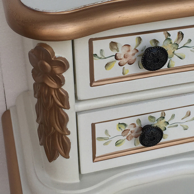 Oak Vanity Set with Stool 64.17" High Vanity with Drawer and Mirror