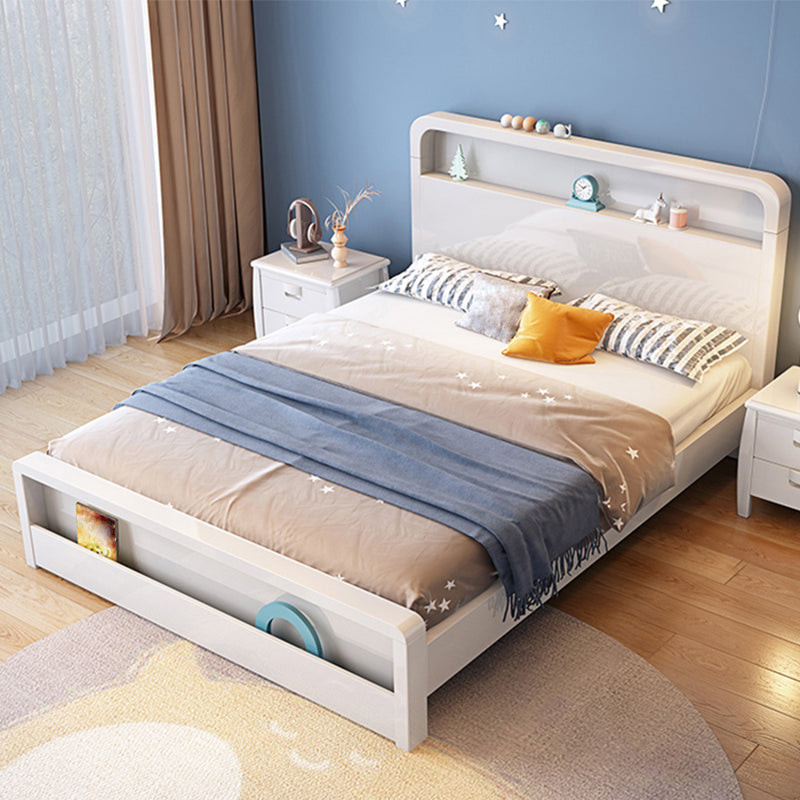 Modern Wood Standard Bed Bookcase Included Bed Frame with Headboard for Bedroom