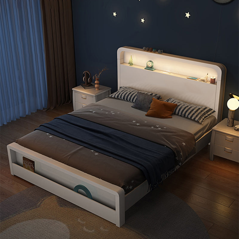 Modern Wood Standard Bed Bookcase Included Bed Frame with Headboard for Bedroom
