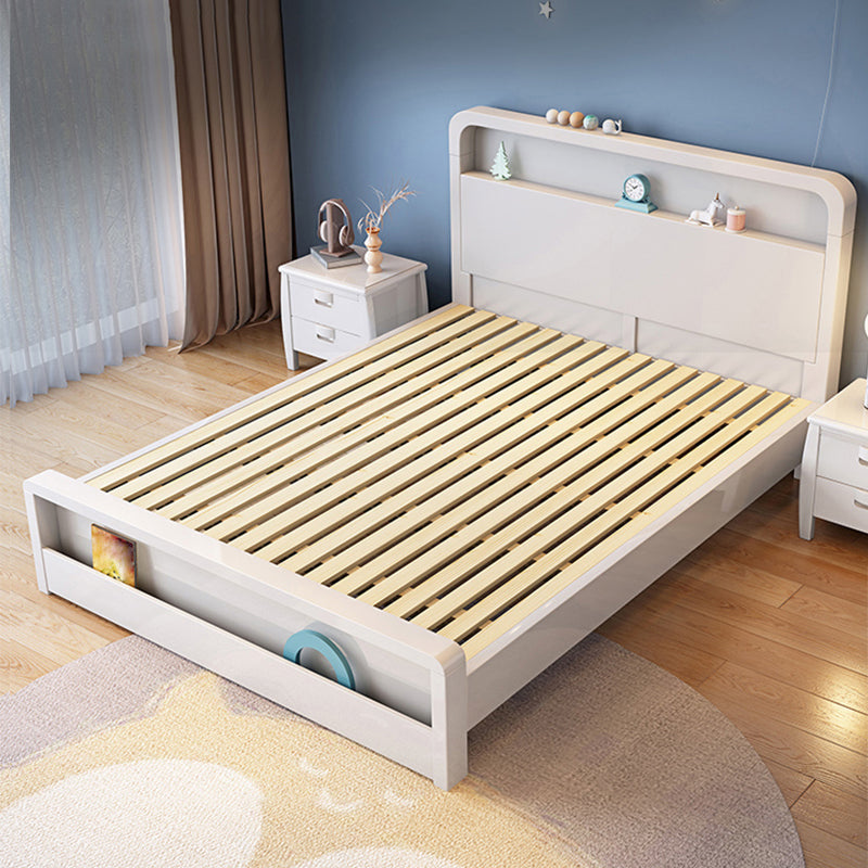 Modern Wood Standard Bed Bookcase Included Bed Frame with Headboard for Bedroom
