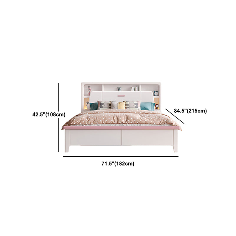 Modern Wood Bed Frame Bookcase Included Standard Bed for Bedroom
