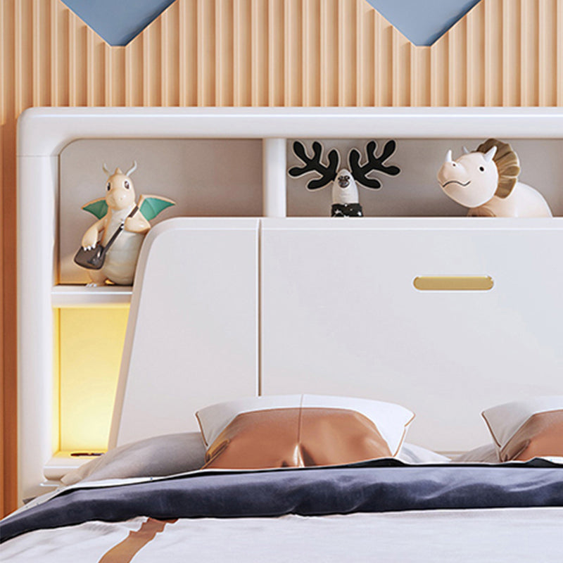 Modern Wood Standard Bed Bookcase Included Bed Frame with Headboard