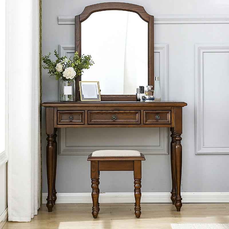 Brown Ash Vanity Set with Mirror 58.26" High Vanity with Drawer