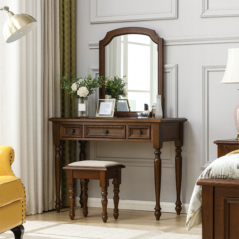 Brown Ash Vanity Set with Mirror 58.26" High Vanity with Drawer