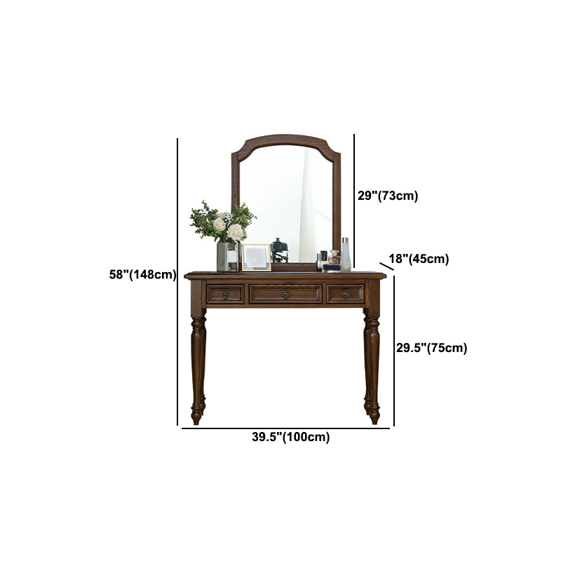 Brown Ash Vanity Set with Mirror 58.26" High Vanity with Drawer