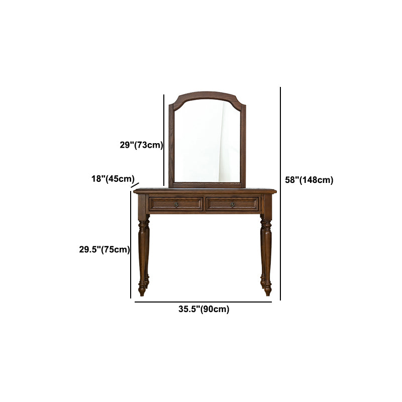 Brown Ash Vanity Set with Mirror 58.26" High Vanity with Drawer