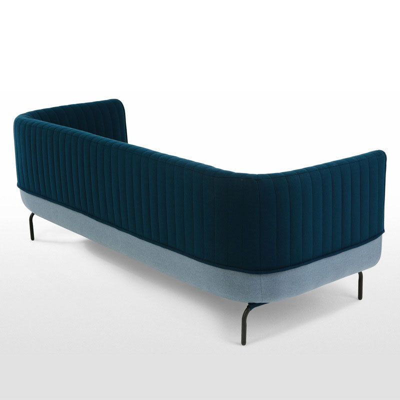 Fabric Modern Tuxedo Arm Sofa with Bolster Pillows in Blue/Gray