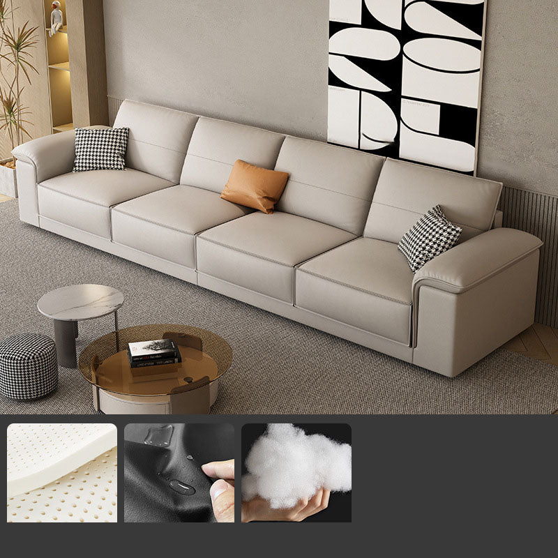 Contemporary 35.4" H Faux Leather Pillow Top Arm Sofa for Living Room