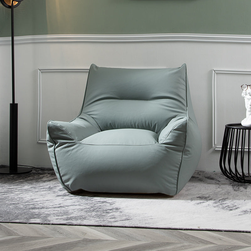Modern Faux Leather Sewn Pillow Back Flared Arm Sofa for Living Room