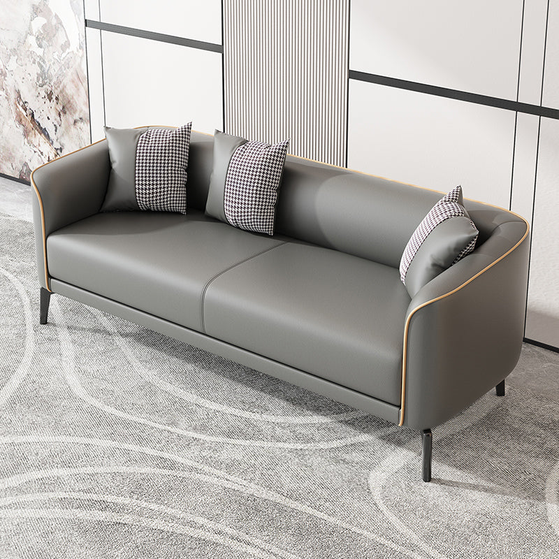 Modern 25.6 " H Faux Leather Tuxedo Arm Sofa for Living Room