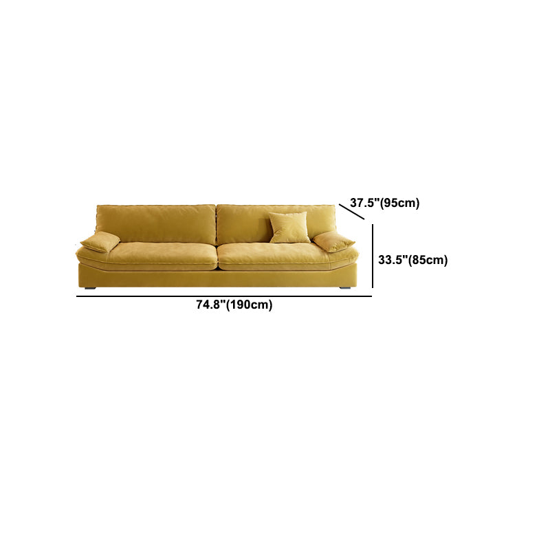 Contemporary Pillow Top Arm Sofa Sewn Pillow Back Sofa in Yellow