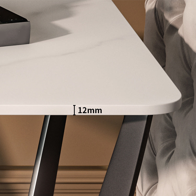 Contemporary Cross Legs End Table Square Slate Top End Table with Shelf