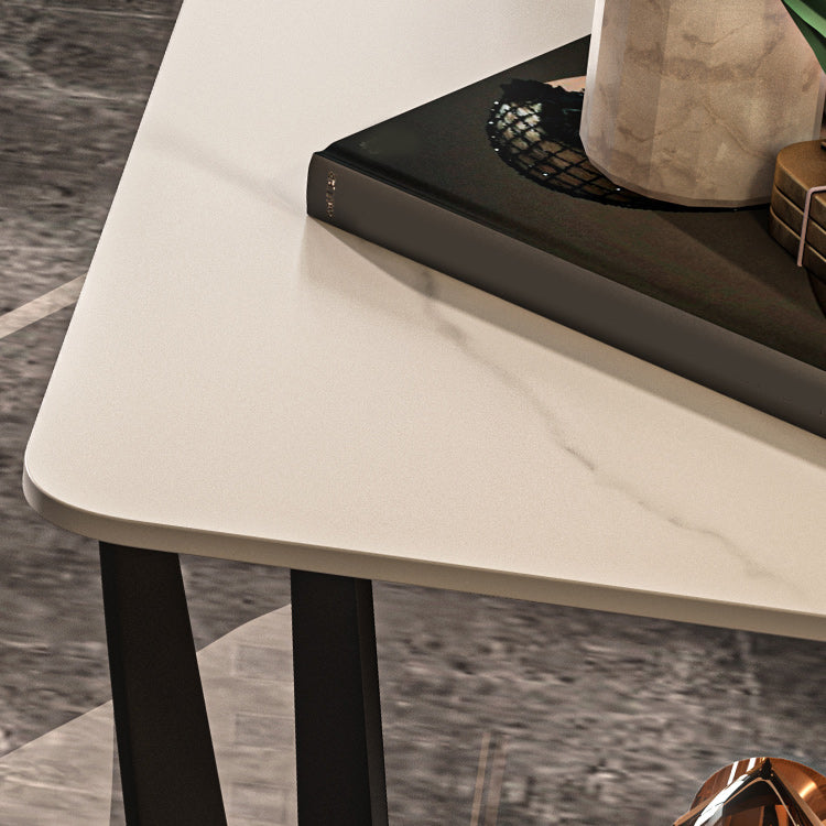 Contemporary Cross Legs End Table Square Slate Top End Table with Shelf