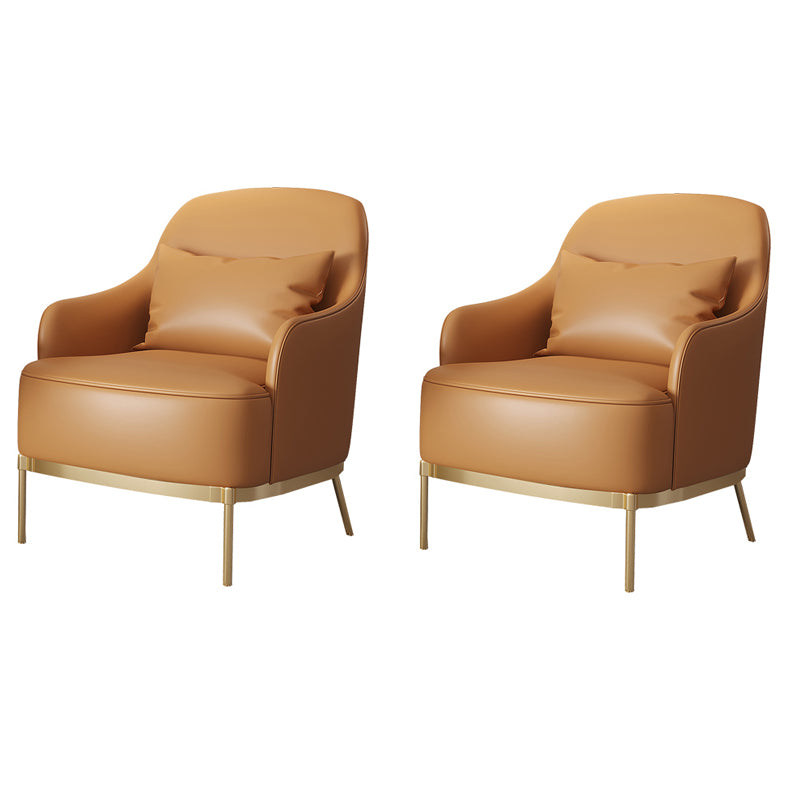 32.67" High Faux Leather Arm Chair Recessed Arms Accent Chair with Basic Four Leg