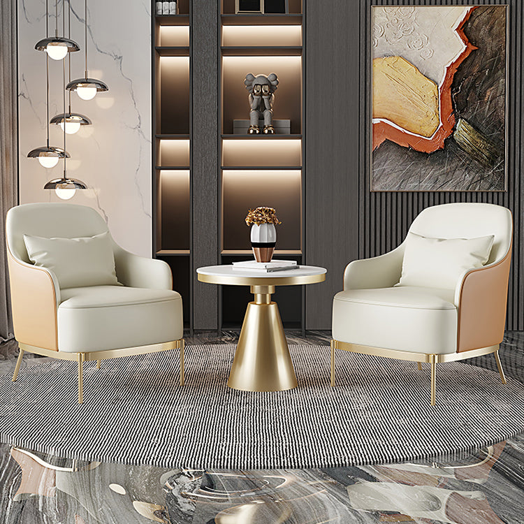 32.67" High Faux Leather Arm Chair Recessed Arms Accent Chair with Basic Four Leg