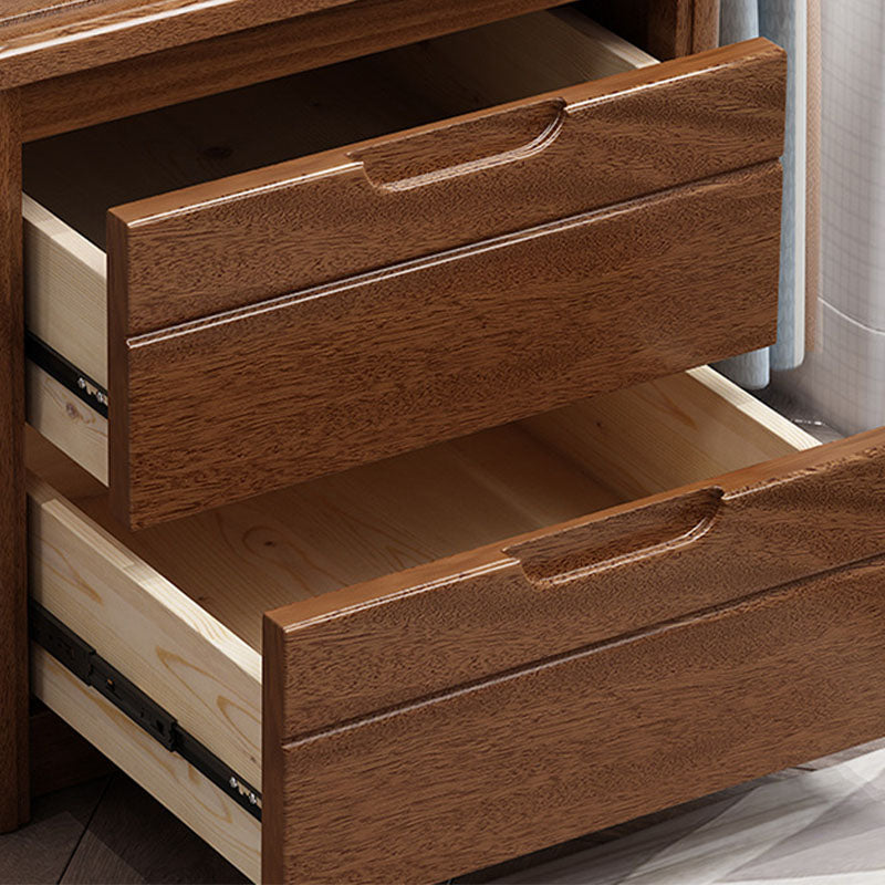 Solid Wood Bed Nightstand Traditional Night Table with 2 Drawers