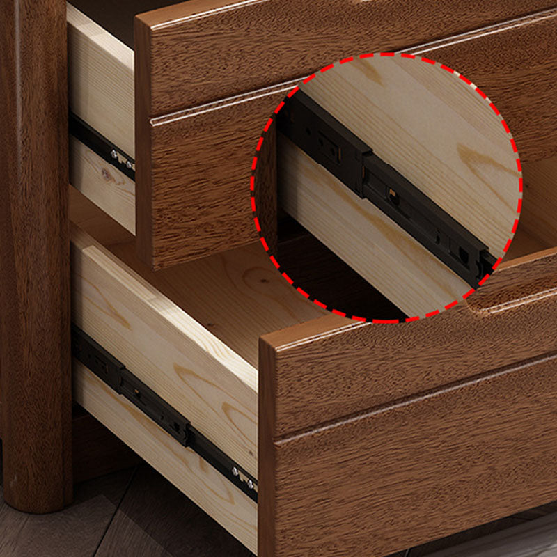 Solid Wood Bed Nightstand Traditional Night Table with 2 Drawers