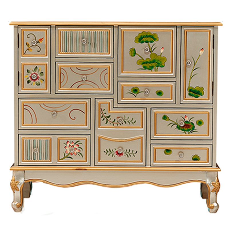 15.6-inch W Dresser Traditional Solid Wood Storage Chest with 9 Drawers