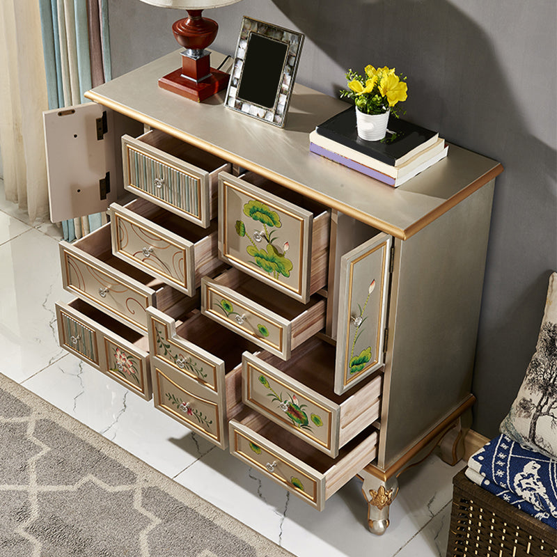 15.6-inch W Dresser Traditional Solid Wood Storage Chest with 9 Drawers