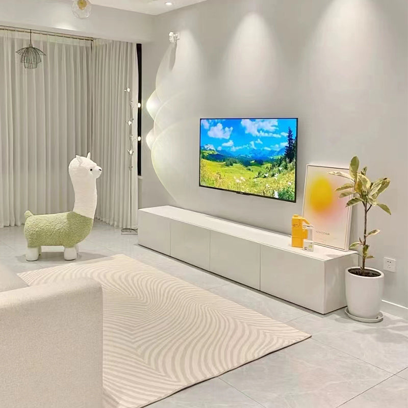Modern White TV Console Contemporary TV Stand with Drawers for Living Room
