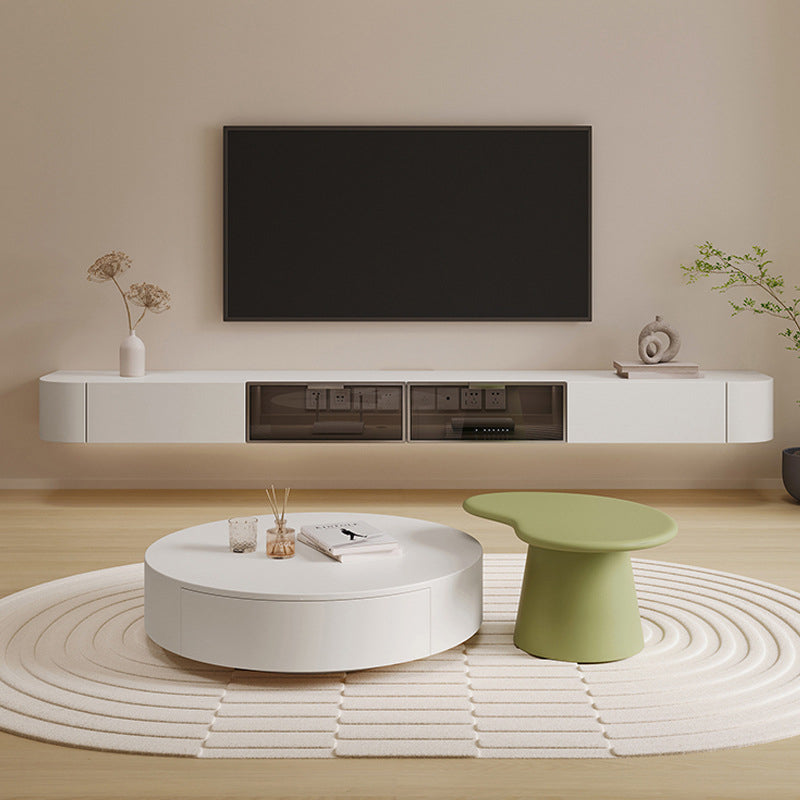Modern TV Stand Engineered Wood TV Stand Console in White for Living Room