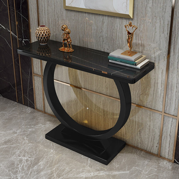 Glam Stone Console Sofa Table Rectangle Console Accent Table for Hall