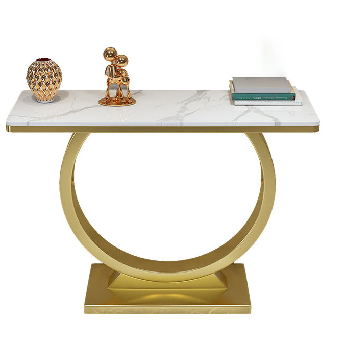 Glam Stone Console Sofa Table Rectangle Console Accent Table for Hall