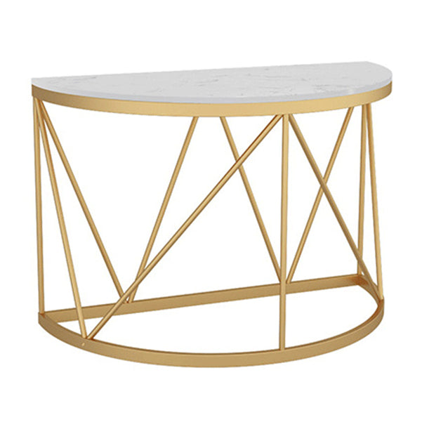 Glam Marble Console Table Half Moon Iron Accent Table for Hall