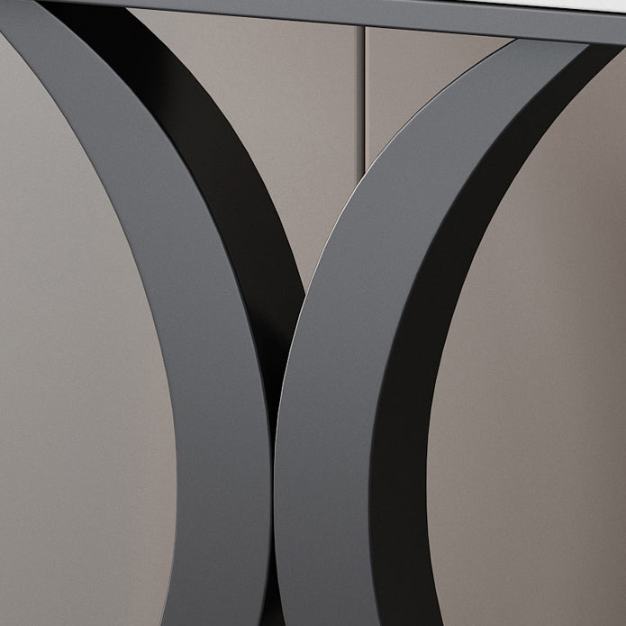Glam Iron Console Sofa Table Half Moon Marble Console Accent Table for Hall