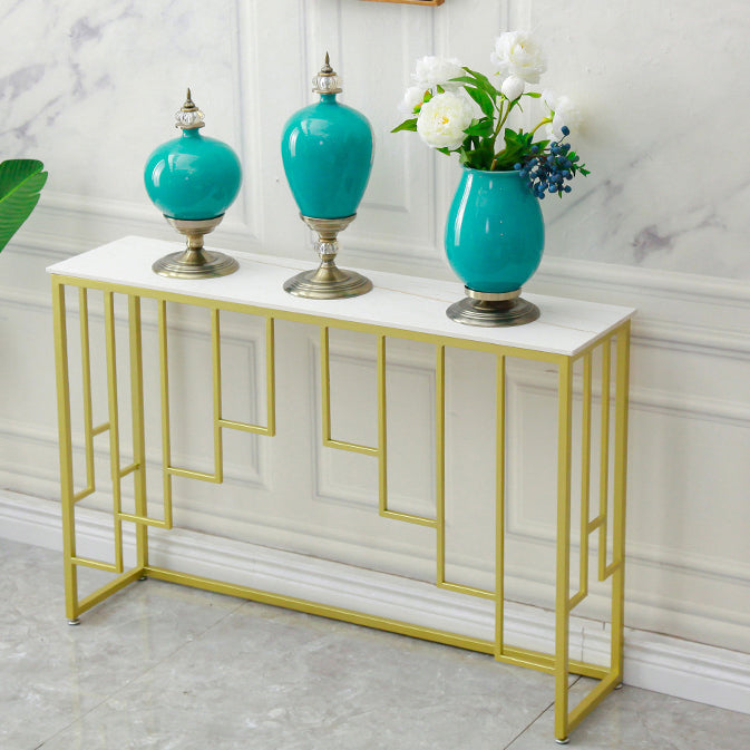 Glam Stone Console Table 12" W Rectangle Accent Table for Hall
