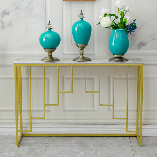 Glam Stone Console Table 12" W Rectangle Accent Table for Hall