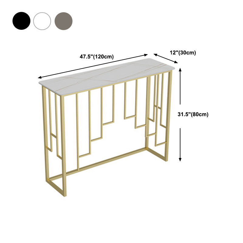 Glam Stone Console Table 12" W Rectangle Accent Table for Hall