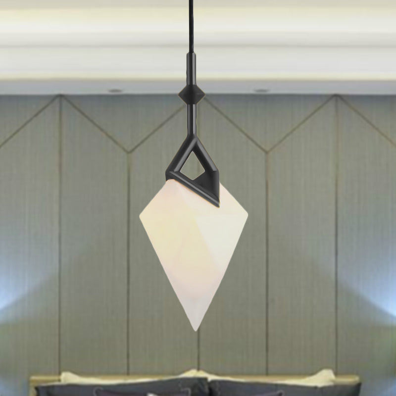 1/2-Light Bedroom Pendant Lighting with Pear Plastic Shade Nordic Style Black/Gold Hanging Light Fixture