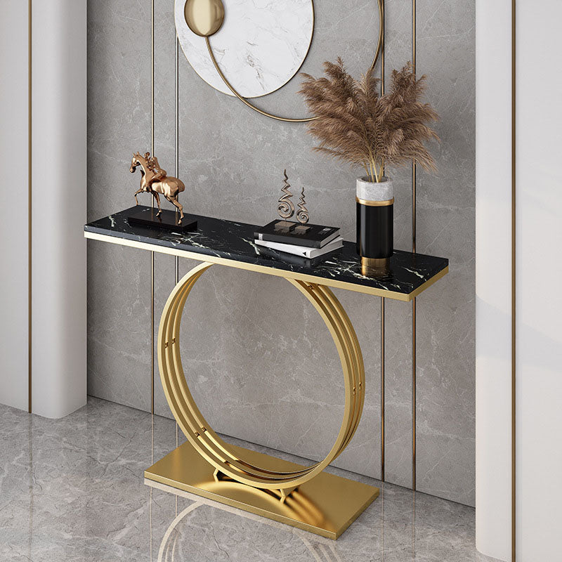 Modern Iron Console Sofa Table Rectangle Marble End Table for Hall