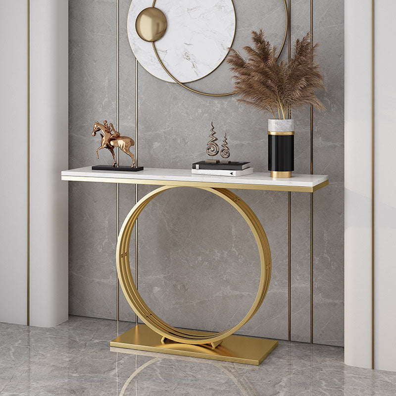Modern Iron Console Sofa Table Rectangle Marble End Table for Hall