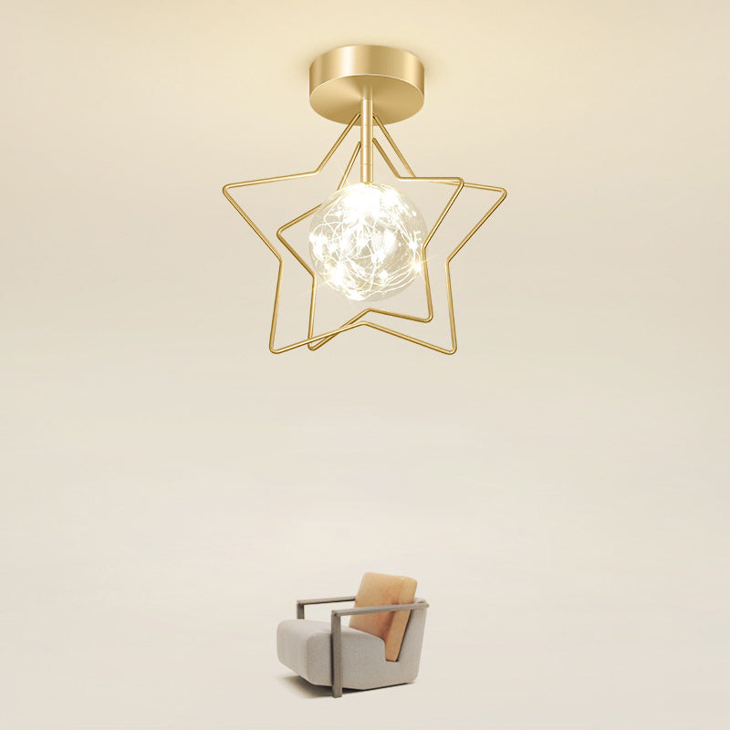 Star Flush Mount Lighting Modernism Metal Ceiling Light for Home