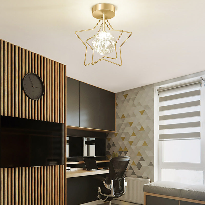 Star Flush Mount Lighting Modernism Metal Ceiling Light for Home