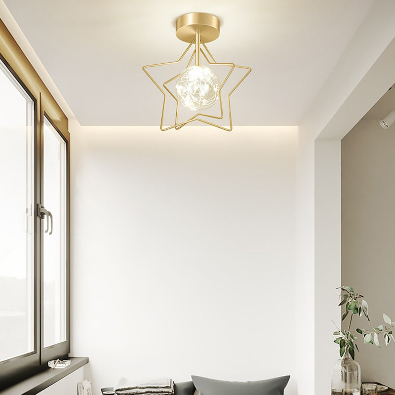 Star Flush Mount Lighting Modernism Metal Ceiling Light for Home