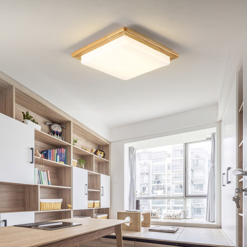 Wood Geometric Flush Mount Lights Contemporary Style 1 Light Flush Mount Lighting