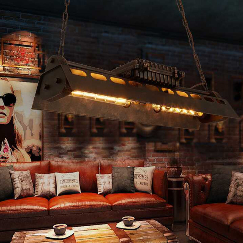 Luce di sospensione rettangolare con lampada a sospensione a 4 luci a 4 luci a catena regolabile in metallo regolabile in ruggine sopra la tavola