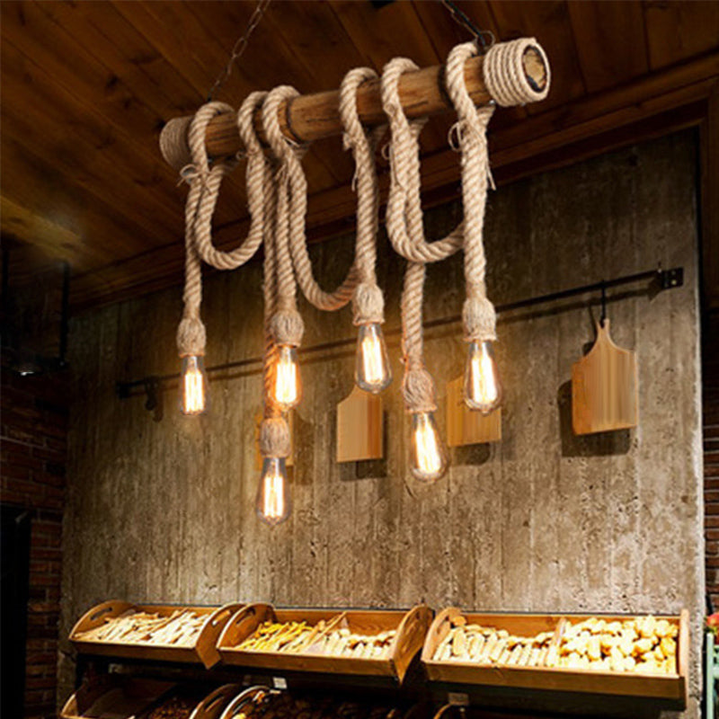 Industrial Style Island Lights Metal 3/6 Lights Pendant Light in Brown