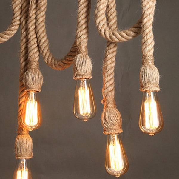 Industrial Style Island Lights Metal 3/6 Lights Pendant Light in Brown