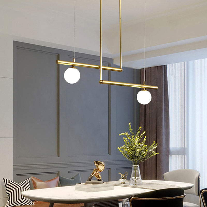 Modern Style Linear Shape Island Light Metal 1/2/3/4 Lights Island Lamps in Black and Gold