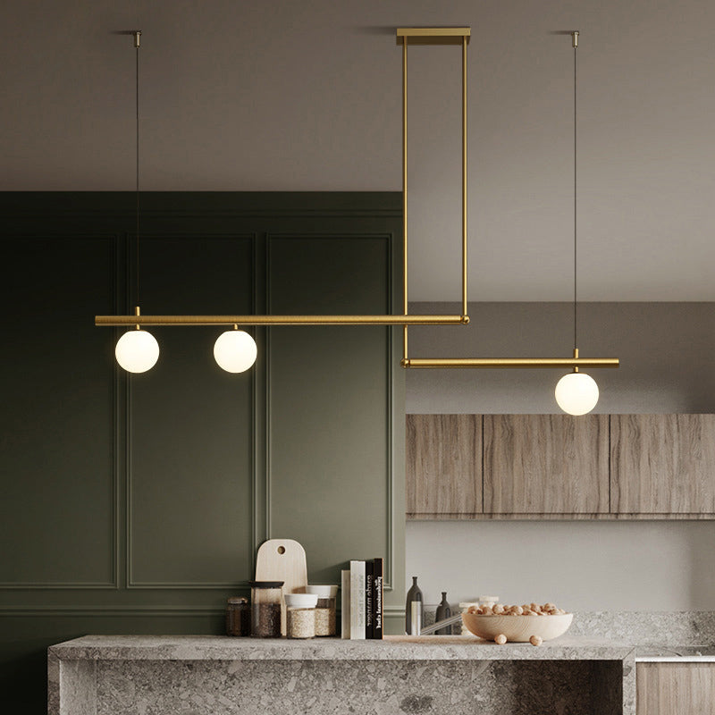 Modern Style Linear Shape Island Light Metal 1/2/3/4 Lights Island Lamps in Black and Gold