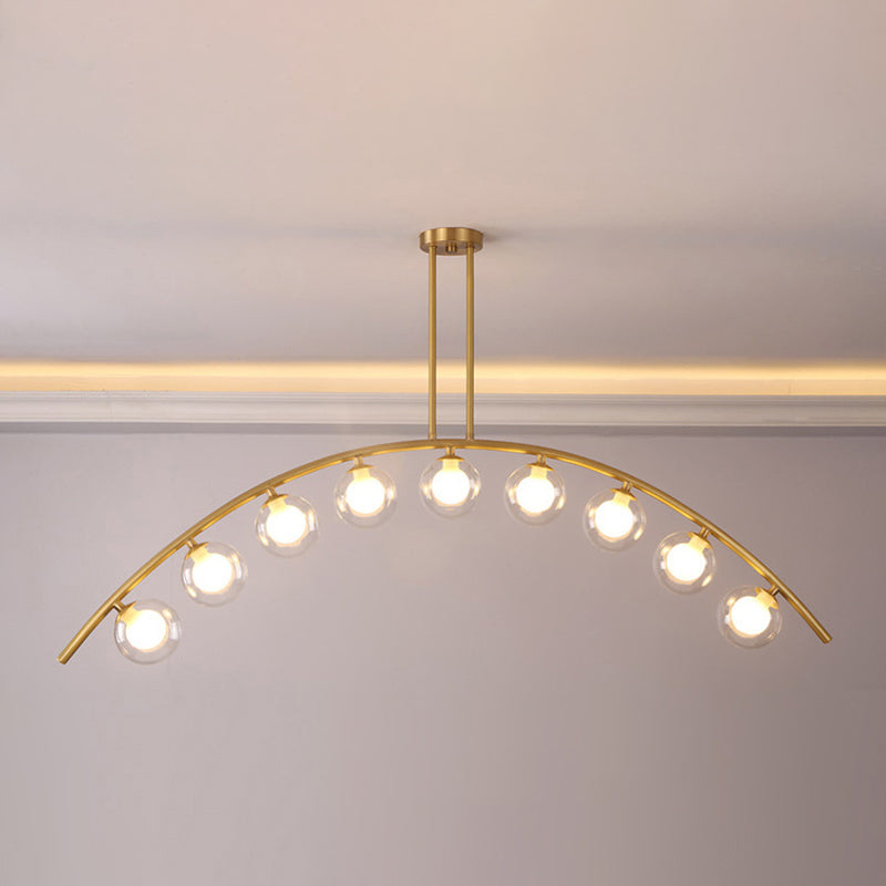 Modern Style Global Shape Island Lights Glass 3/7/9 Lights Pendant Light in Gold
