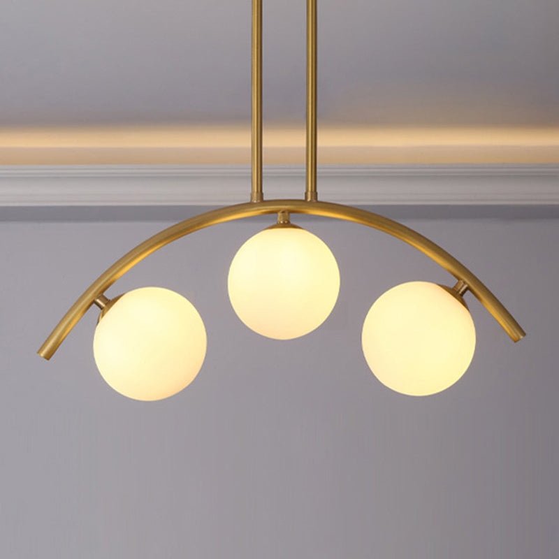 Modern Style Global Shape Island Lights Glass 3/7/9 Lights Pendant Light in Gold