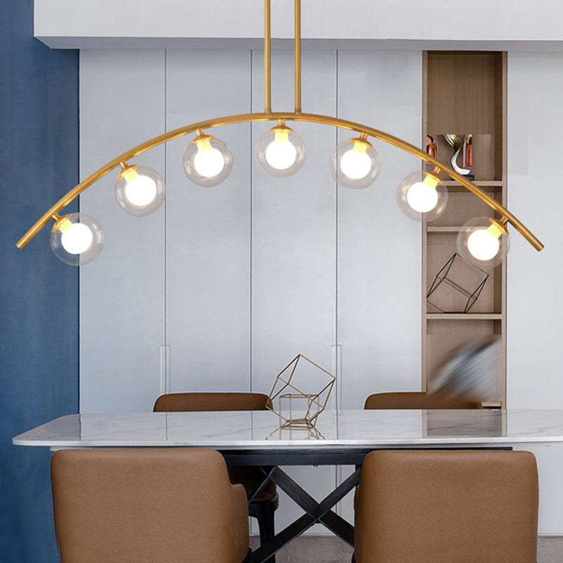 Modern Style Global Shape Island Lights Glass 3/7/9 Lights Pendant Light in Gold